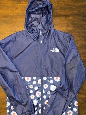 The North Face Youth Kids' Windwall Jacket Size Large (14/16) Blue Floral